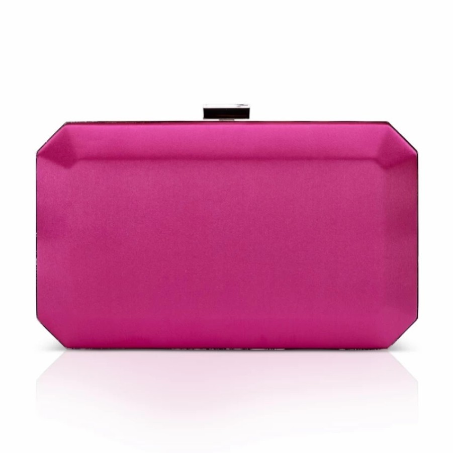 Perfect Bridal Perfect Bridal Ebony Fuchsia Satin Box Clutch Bag Clearance