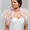 Beverly Hills Hayworth Blush Pink Ostrich Feather Bridal Bolero Clearance