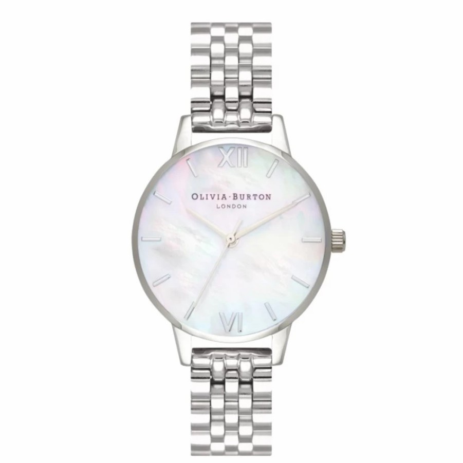 Olivia Burton Olivia Burton Mother Of Pearl 30Mm Silver Bracelet Watch Clearance