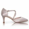 Perfect Bridal Perfect Bridal Sonya Taupe Satin Mid Heel Courts With Crossover Straps Clearance