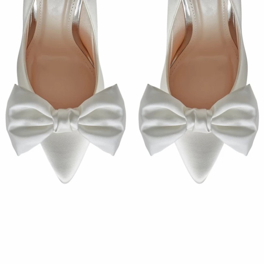 Rainbow Club Rainbow Club Alice Ivory Satin Oversized Bow Shoe Clips Wholesale