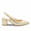 Pink Paradox London Paradox London Flynn Champagne Shimmer Wide Fit Low Block Heel Slingbacks Wholesale