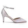 Perfect Bridal Perfect Bridal Summer Dyeable Ivory Satin Crystal Ankle Strap Court Shoes Wholesale