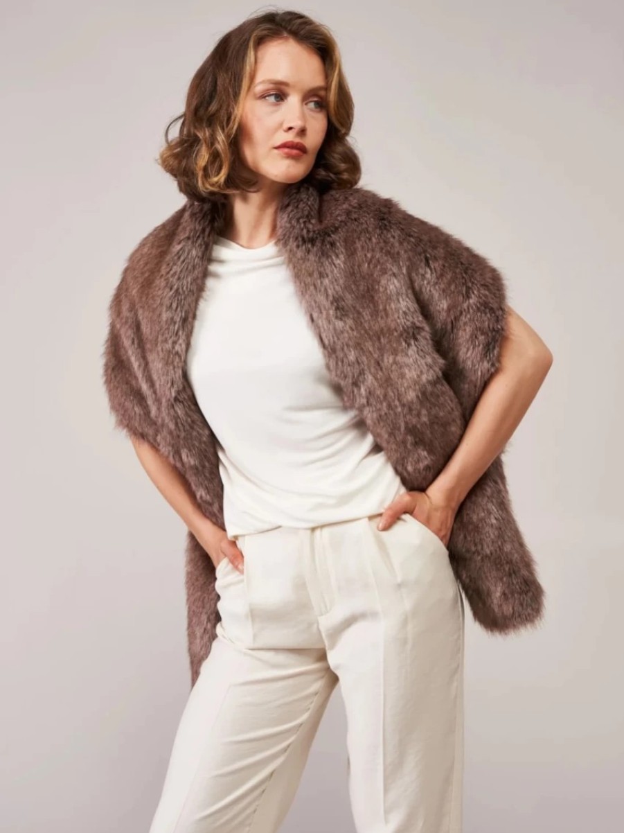 Helen Moore Helen Moore Truffle Long Faux Fur Stole Clearance