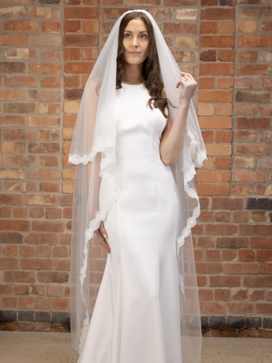 Perfect Bridal Perfect Bridal Ivory Two Tier Delicate Lace Edge Cathedral Veil Online