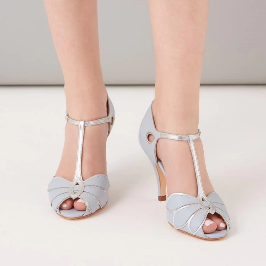 Rachel Simpson Rachel Simpson Mimosa Powder Blue Leather Vintage T-Bar Wedding Shoes Wholesale