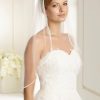 Bianco Evento Bianco Ivory Single Tier Satin Edge Waist Length Veil S136 Hot