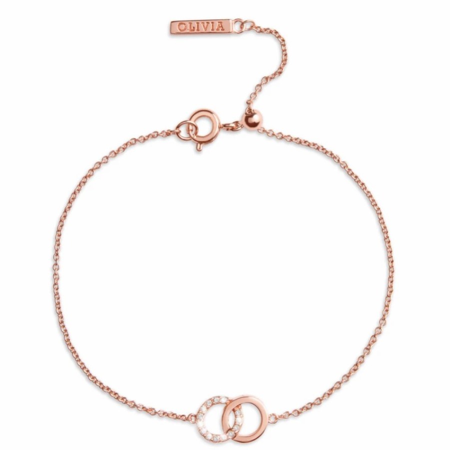 Olivia Burton Olivia Burton Bejewelled Rose Gold Interlink Chain Bracelet New