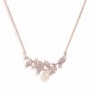 Ivory & Co Ivory And Co Aphrodite Crystal Leaves And Pearl Wedding Necklace (Rose Gold) Online