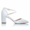 Perfect Bridal Perfect Bridal Maisie Dyeable Ivory Lace Block Heel Cross Strap Court Shoes Best