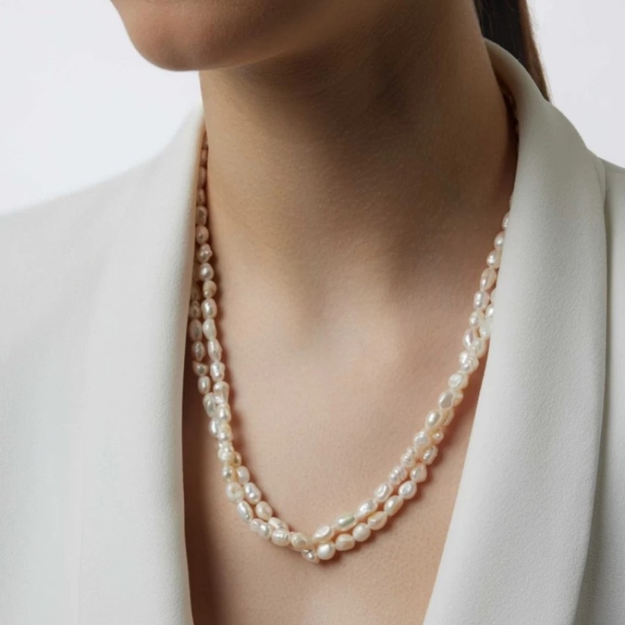 Poirier Dara Gold Freshwater Pearl Double Necklace Online