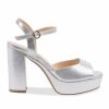 Pink Paradox London Paradox London Lolita Silver Shimmer High Block Heel Platform Sandals Clearance